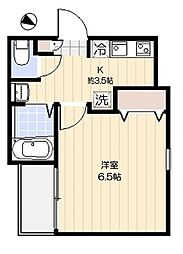 ラッフィナート笹塚 2階1Kの間取り