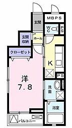 カドリフォリエ 1Kの間取図画像