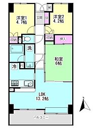 藤和相武台コープII 6階3LDKの間取り