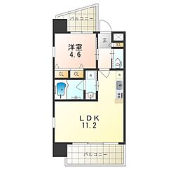 阪急神戸本線 十三駅 徒歩7分の賃貸マンション 2階1LDKの間取り
