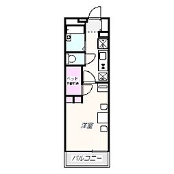 レオパレスレグルス八幡 4階1Kの間取り