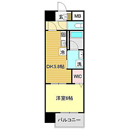 アバンギャルド播磨屋 1DKの間取図画像