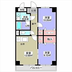 スターヒルズ加賀原 2DKの間取図画像