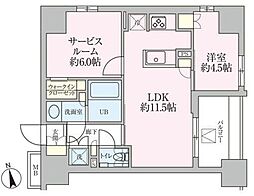ザ・レジデンス三ノ輪 12階1SLDKの間取り