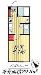 ウィンメゾン海神 1階1Kの間取り