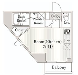 CITY PRIME 南千住 3階ワンルームの間取り
