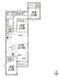 レジデンスエイル神楽坂 3LDKの間取図画像