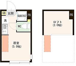 マルバ上板橋 1階ワンルームの間取り