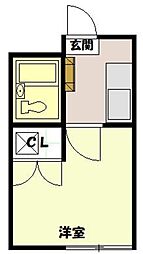 サンライトマンション 2階1Kの間取り