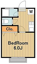京王相模原線 多摩境駅 徒歩7分の賃貸アパート 2階1Kの間取り