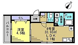 マロン クレール 2階1LDKの間取り