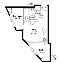 エルファーロ明大前III 5階2DKの間取り