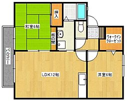 ファミーユシャトー 2階2LDKの間取り
