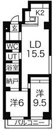 シャン・ド・ヴィラージュ 2LDKの間取図画像