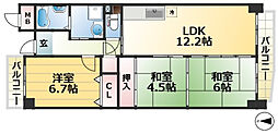 コンセール中道 3LDKの間取図画像