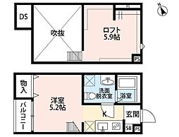 サンティエ袋山 ワンルームの間取図画像