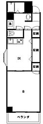 アイビーヒルズ 4階1Kの間取り