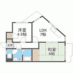 パールマンション長尾 2DKの間取図画像