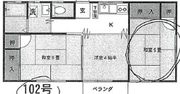 新井荘 3Kの間取図画像