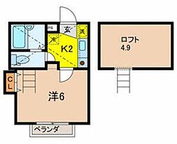 クレスト1 1Kの間取図画像