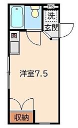 ベラーノ 1階ワンルームの間取り