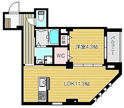 ヴィラモンシャン塚本 1LDKの間取図画像