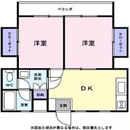 K&H.キャロットハウス 2DKの間取図画像