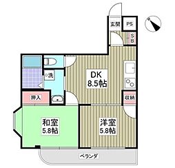 ロイヤルマンション綾瀬 2DKの間取図画像