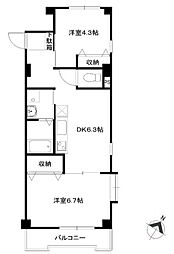 桜坂第2ハイツ 1階2DKの間取り