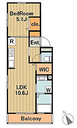 メゾンボナールA 1LDKの間取図画像