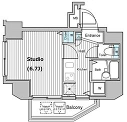 ガラ・シティ笹塚駅前 6階1Kの間取り