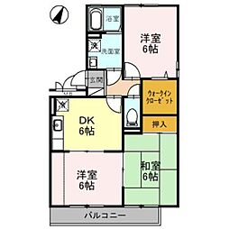 ウエストワンズ 3階3DKの間取り