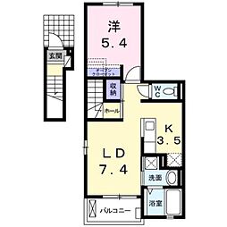 イルミナーレB 1LDKの間取図画像