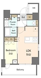 Alivis十条 9階1LDKの間取り