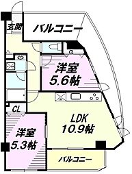 パッセ 3階2LDKの間取り