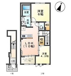 シェモア 2LDKの間取図画像