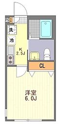 マウ溝の口 1Kの間取図画像