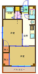 第2寿ハイツ 2Kの間取図画像