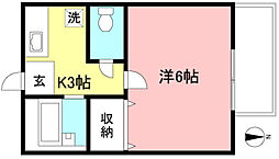 グランメール 1Kの間取図画像