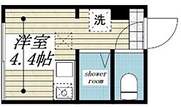 グラード氷川台II 1階ワンルームの間取り
