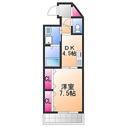 南海線 貝塚駅 徒歩12分の賃貸マンション 3階1DKの間取り