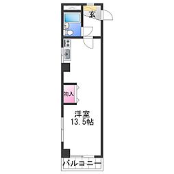 JR阪和線 和歌山駅 徒歩4分の賃貸マンション 6階ワンルームの間取り