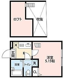 ラルク上永谷 1階1Kの間取り