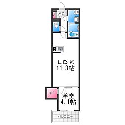 (仮称)ジーメゾン西湊ベルジュール 1LDKの間取図画像