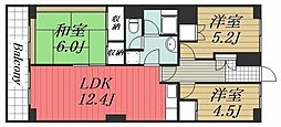 東千葉ハイツ1号棟 3LDKの間取図画像