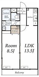 リブリ・ソナーレ 1階1LDKの間取り