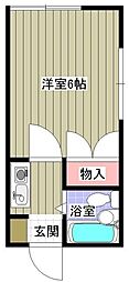 神奈車ハイツ藤崎 Ａ棟 2階1Kの間取り