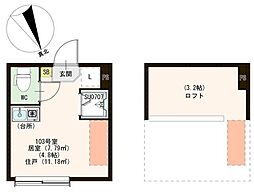ヴェローナ平井 1階ワンルームの間取り