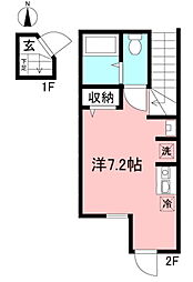 ウィロー練馬貫井 2階ワンルームの間取り