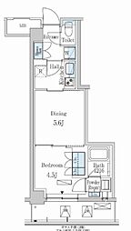 PARKAXIS市谷左内町 1LDKの間取図画像